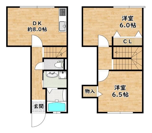 モルゲン塚本(2LDK/1階)の間取り写真