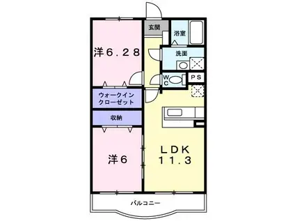 ピニーズコート(2LDK/3階)の間取り写真