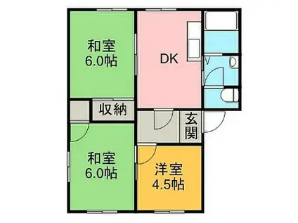 ファミール三津屋 205号(3DK/2階)の間取り写真