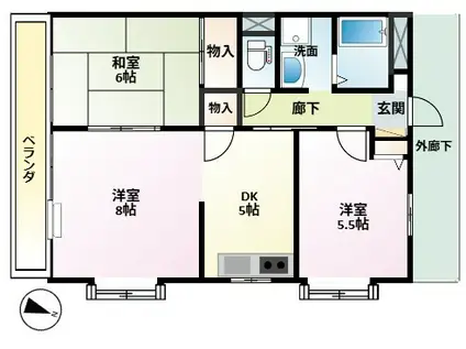 アイランドパレス(2LDK/2階)の間取り写真