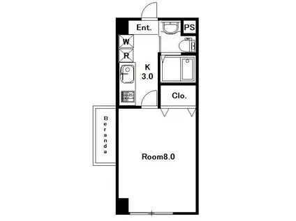 インフィニティ文教(1K/6階)の間取り写真