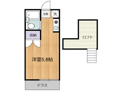 イエスタデイ(ワンルーム/1階)の間取り写真