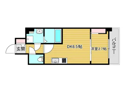 アプリーレ西本町(1DK/3階)の間取り写真