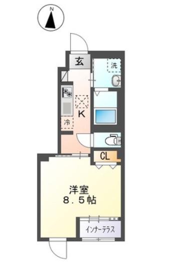 ヒルステージ野方(1K/1階)の間取り写真