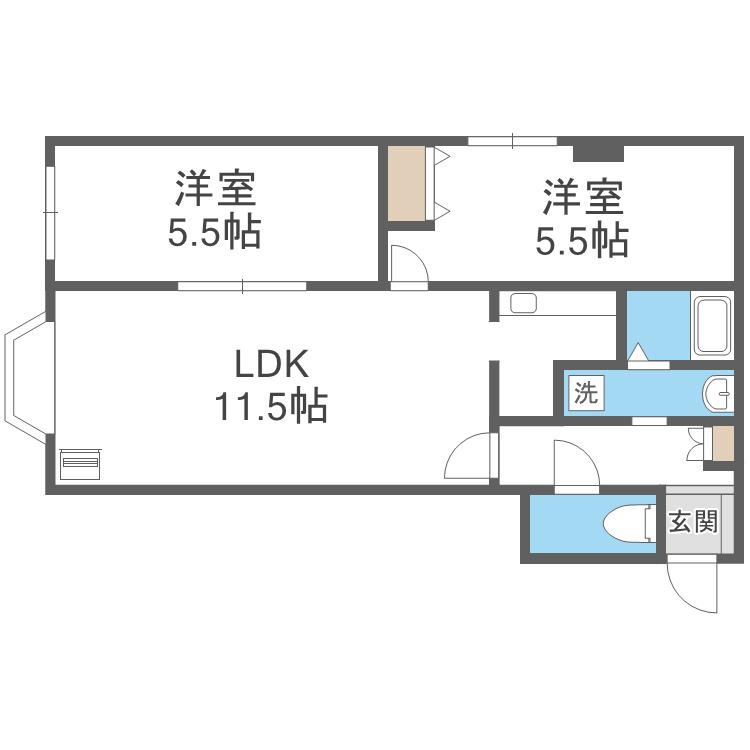 グレイスガーデン24(2LDK/2階)の間取り写真