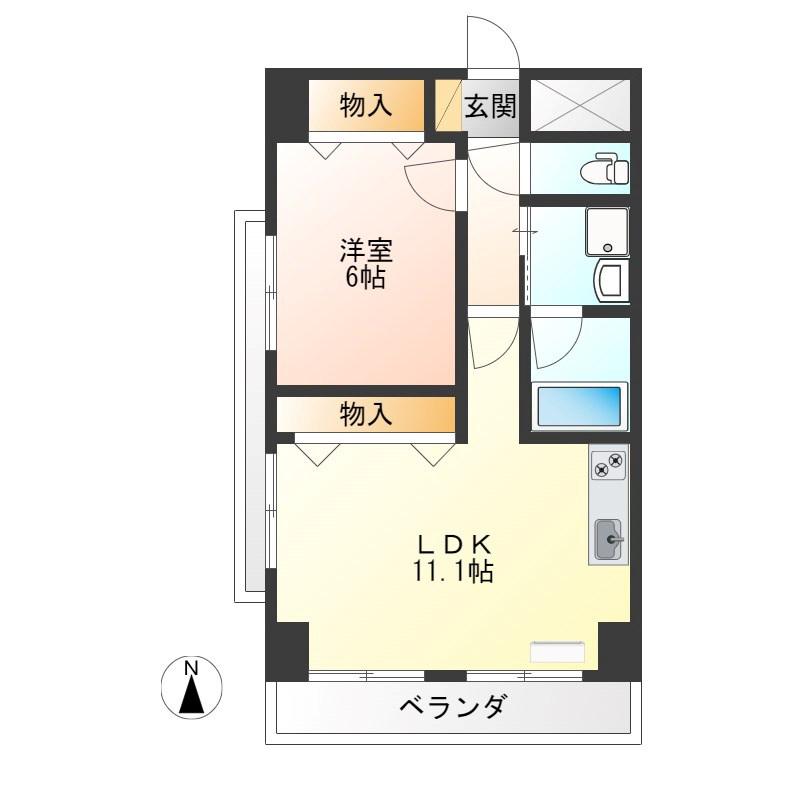 パークハイアット(1LDK/2階)の間取り写真