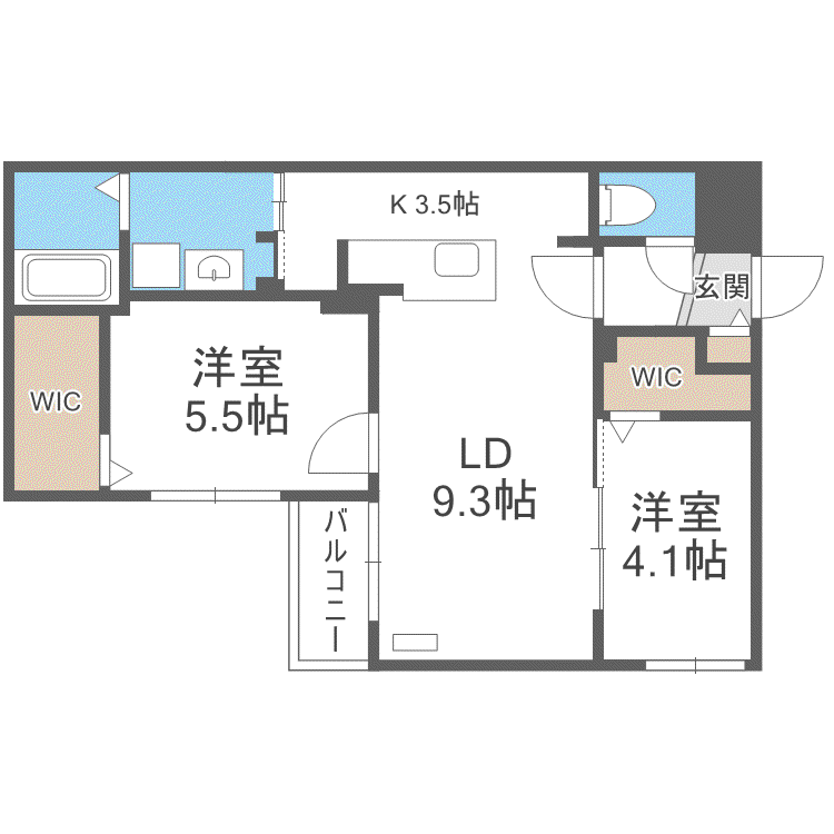 ブランシャールFEG-X桑園(2LDK/4階)の間取り写真