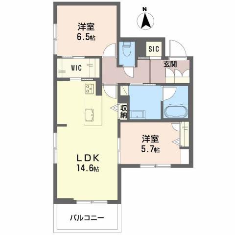 メゾンブランカあびこ南(2LDK/3階)の間取り写真