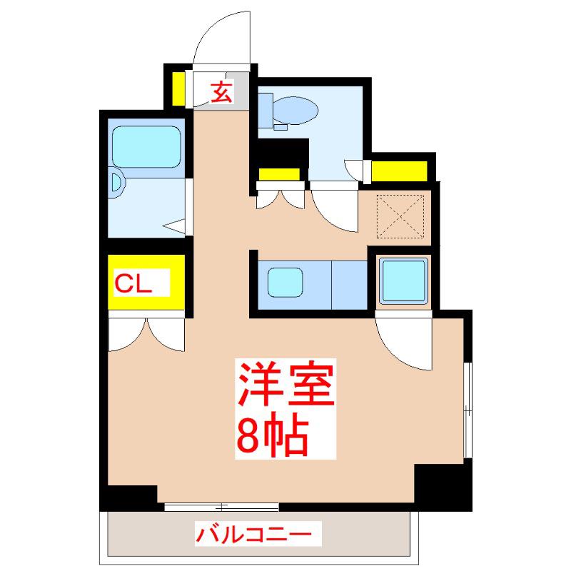 サンロイヤル新屋敷(ワンルーム/3階)の間取り写真