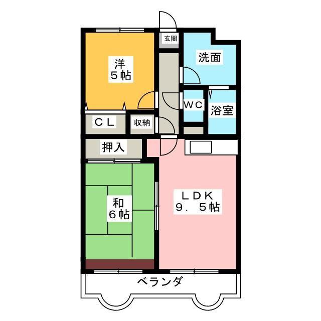 リバーサイド富士 II(2LDK/1階)の間取り写真