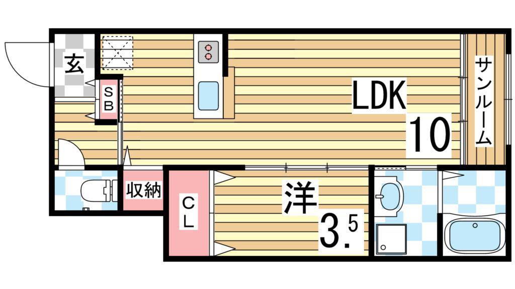 コートディアス(1LDK/1階)の間取り写真