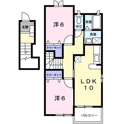 グリーンパレス(2LDK/2階)の間取り写真
