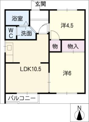 ローヤルハイツA(2LDK/1階)の間取り写真