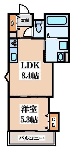 クリエオーレ大蓮東I(1LDK/2階)の間取り写真