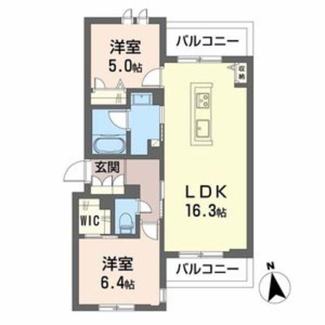 グランステラ鳳(2LDK/3階)の間取り写真