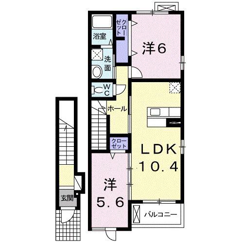 プリムローズ(2LDK/2階)の間取り写真