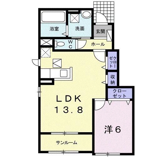 サンリット平原 II(1LDK/1階)の間取り写真