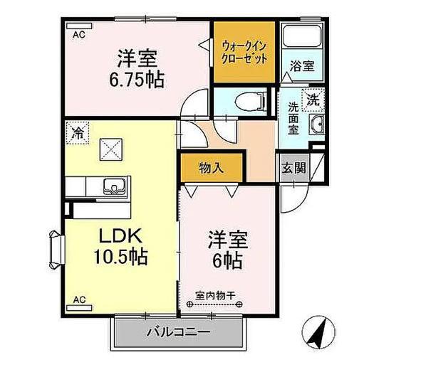クレイドル青木A(2LDK/2階)の間取り写真