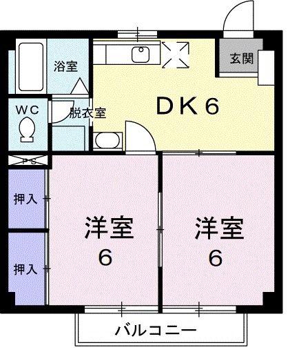 エクセルハイム(2DK/1階)の間取り写真