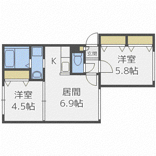 BACHIKOI2(2LDK/1階)の間取り写真