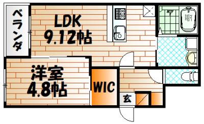 BRAVE BASE 元宮(1LDK/1階)の間取り写真