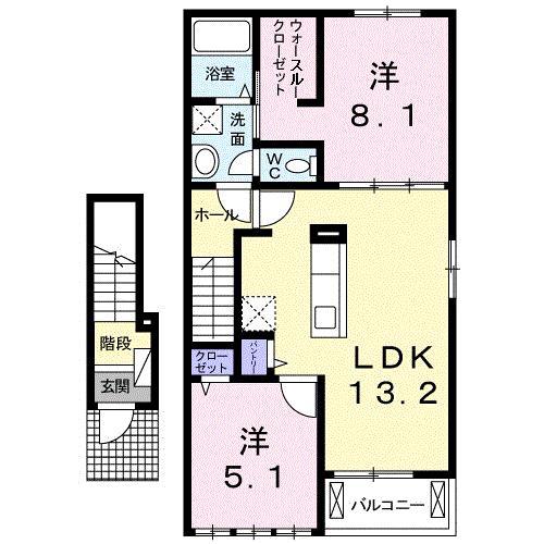 フリーデ S(2LDK/2階)の間取り写真