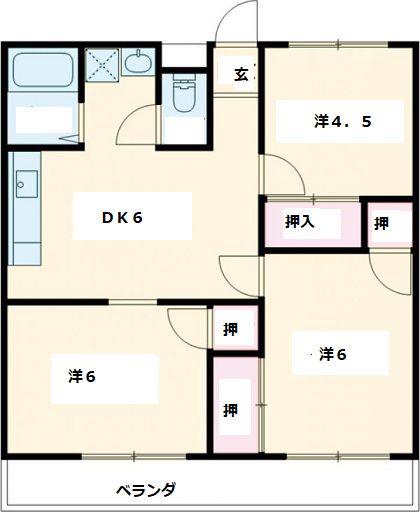 プレステージヒルズ(3DK/2階)の間取り写真
