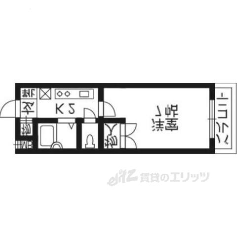 メゾンハウスⅢA(1K/4階)の間取り写真