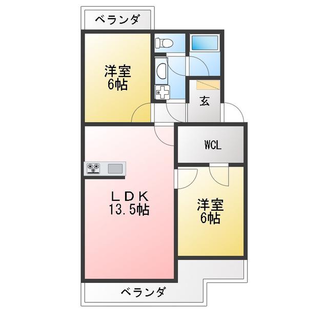 マンションストークV(2LDK/3階)の間取り写真