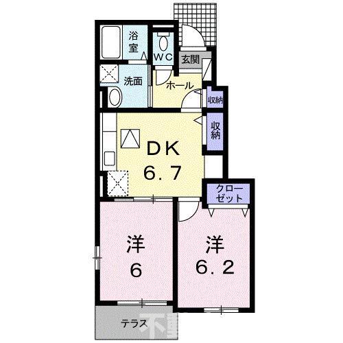 アイアン フラットI(2DK/1階)の間取り写真