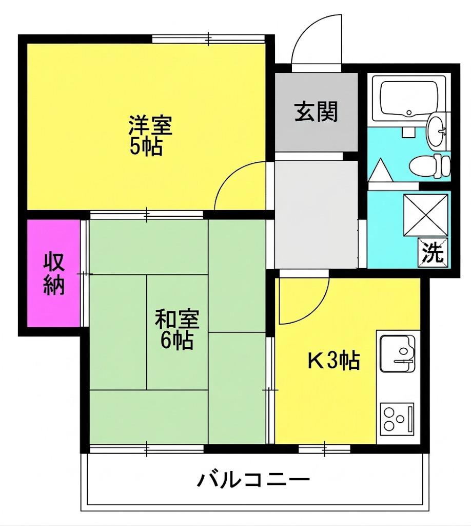メゾン土山(2K/3階)の間取り写真