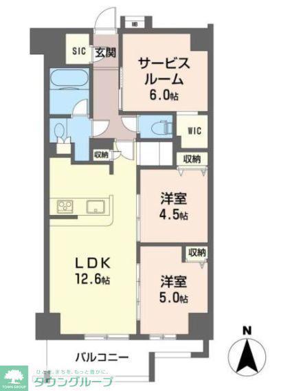ツインズ国立II(2SLDK/9階)の間取り写真