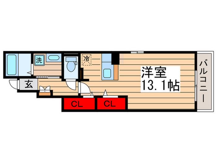 スカイハイツ3号館(ワンルーム/1階)の間取り写真