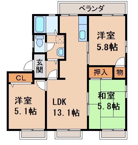 マリポーサ前田(3LDK/2階)の間取り写真