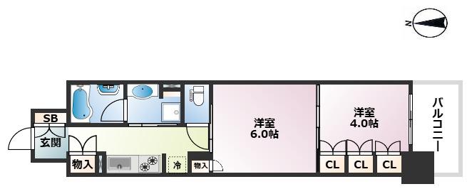 ブランズ大阪本町(1DK/10階)の間取り写真