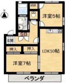 メゾンあすかA(2LDK/1階)の間取り写真