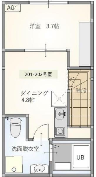 丘の上のルーチェ(1DK/2階)の間取り写真