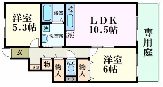 クレアーコート(2LDK/1階)の間取り写真
