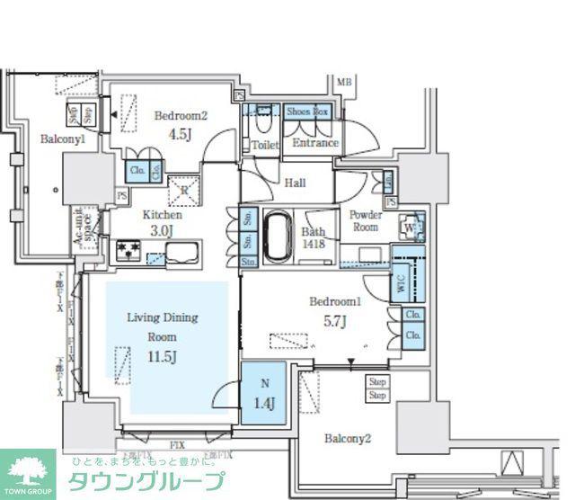 プラウドタワー名駅(1LDK/3階)の間取り写真