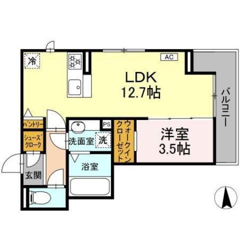 セレスティア八田(1LDK/2階)の間取り写真