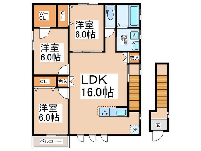 MKNTペルル(3LDK/2階)の間取り写真