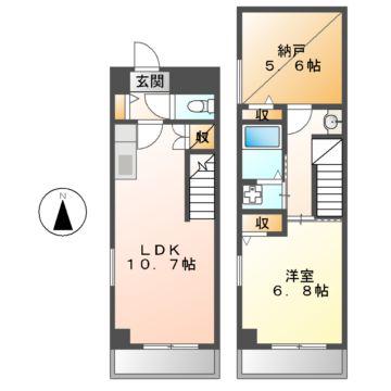ジュネス上飯田(1SLDK/4階)の間取り写真