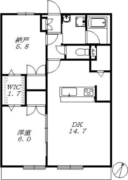 トゥールブランシュM&MI(2LDK/1階)の間取り写真