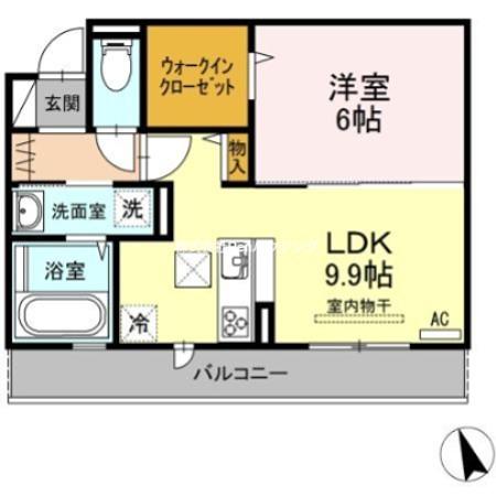 ウィズ沖浜(1LDK/1階)の間取り写真