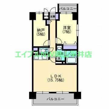 ル・サンク西市(2LDK/1階)の間取り写真