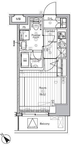 PREMIUM CUBE横浜反町 (1K/5階)の間取り写真