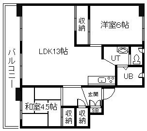 ビレッジハウス大町2号棟(2LDK/1階)の間取り写真