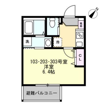 ベイルーム小田急相模原(1K/3階)の間取り写真