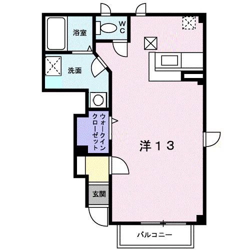 ハートリーフ(ワンルーム/1階)の間取り写真