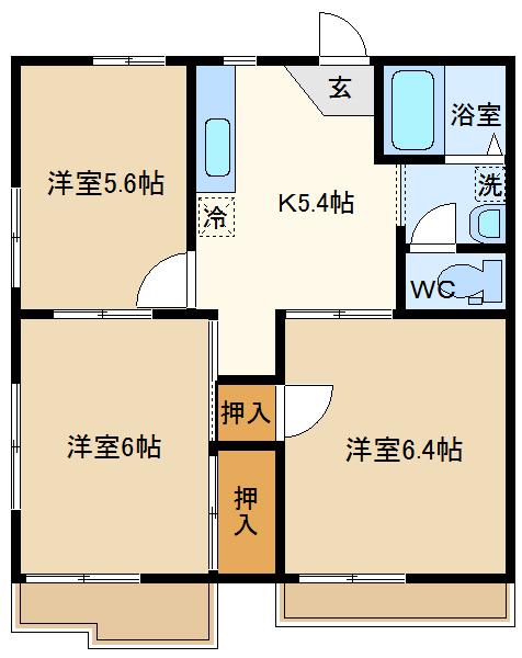 メゾンK・S(3K/2階)の間取り写真